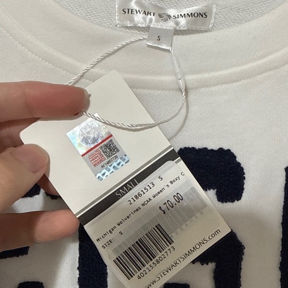 NWT Stewart Simmons The Let's Go Blue Chenille Team Top Small Michigan NCAA - Picture 2 of 6